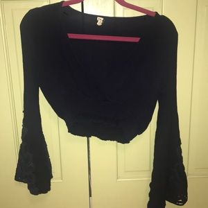 Gorgeous long sleeve navy crop top